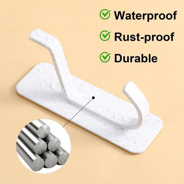 Alt view image 5 of 7 - Adhesive Wall Hooks for Towels, Sticky Heavy Duty Hanger for Door