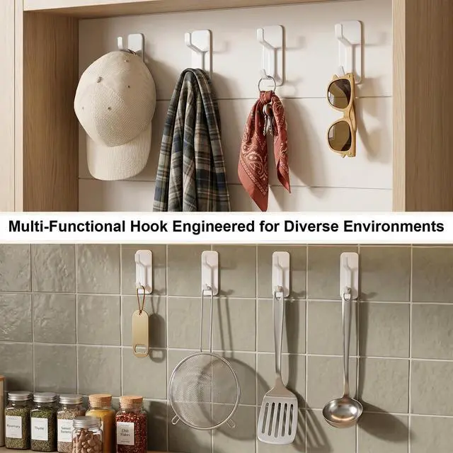 Alt view image 6 of 7 - Adhesive Wall Hooks for Towels, Sticky Heavy Duty Hanger for Door