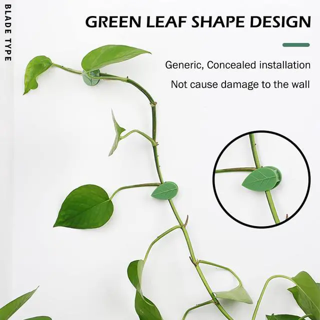 Alt view image 4 of 6 - 60 Pcs Plant Climbing Wall Fixture Clips Self-Adhesive Hook Vines Traction Clips Invisible Holder Garden Green Leaf Simulation Self-Adhesive Hook Wire Fixing Supporting
