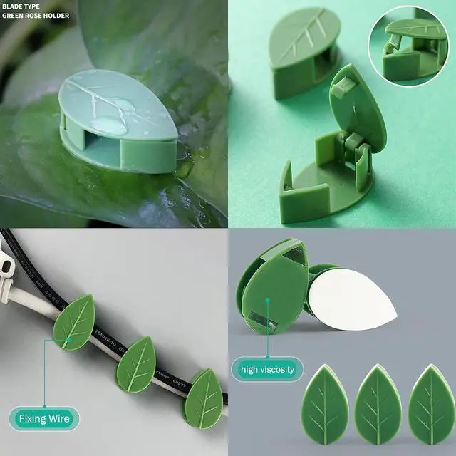 Alt view image 5 of 6 - 60 Pcs Plant Climbing Wall Fixture Clips Self-Adhesive Hook Vines Traction Clips Invisible Holder Garden Green Leaf Simulation Self-Adhesive Hook Wire Fixing Supporting