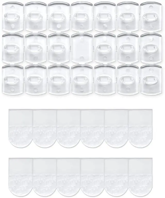 Main image of 100 Mini Clear Light Clips with 120 Adhesive Strips, Damage-Free Indoor Mini Wall Hooks for Hanging, Removable Clips for Christmas Decoration