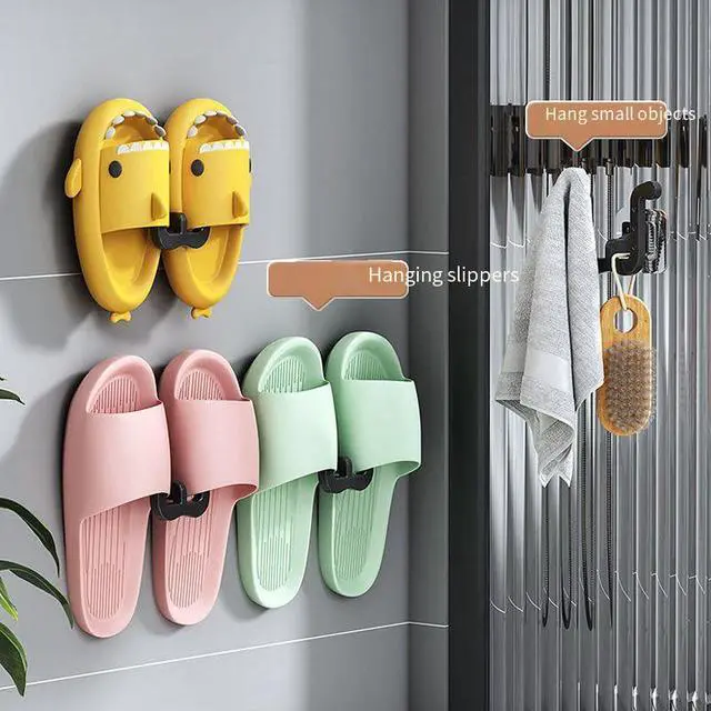 Alt view image 2 of 7 - 6Pcs Self-Adhesive Wall Slipper Rack Durable Foldable No-Drill Installation for Door Cupboard Bathroom Kitchen Home Organizer Water-Resistant