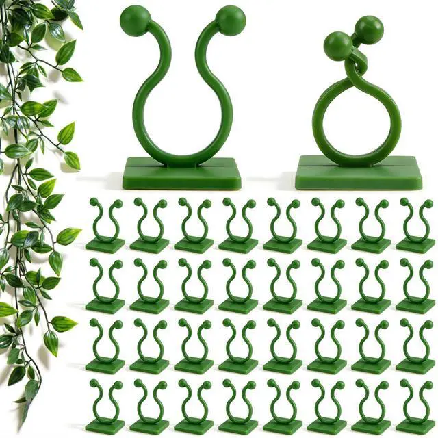 Main image of 100 Pcs Plant Climbing Wall Fixture Clips, Green Plant Fixer with Self-Adhesive Hook, Fixing Clip Vines Holder for Indoor Outdoor Plants Support Cable Wire (Medium)