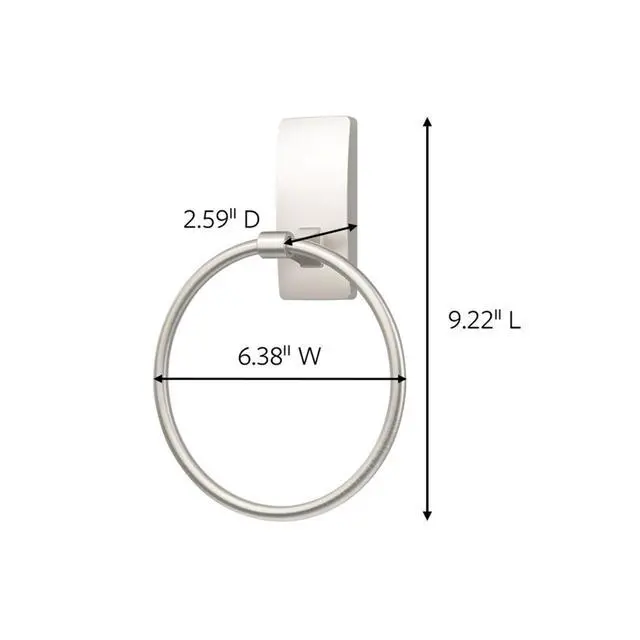 Alt view image 2 of 7 - Hand Towel Holder Satin Nickel with Water Resistant Command Strips, Rust Resistant Bathroom Organizer, Holds up to 5 lbs