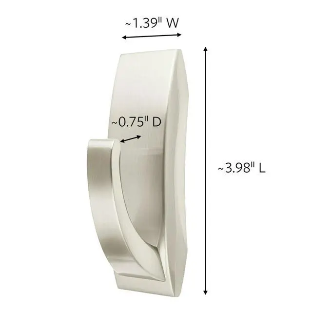 Alt view image 2 of 7 - Modern Reflections Large Metal Bath Hook, Satin Nickel, 1-Hook with Water-Resistant Strips, Organize Damage-Free