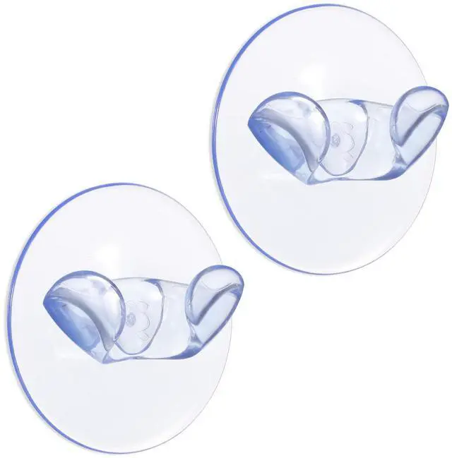 Main image of Razor Holder for Shower 2 Pack, Self-Adhesive Silicone Suction Cup Hooks, Removable Reusable Waterproof for Hanging Razors Towels Keys Hats, No Drilling Easy Install on Tile Glass Metal - Clear