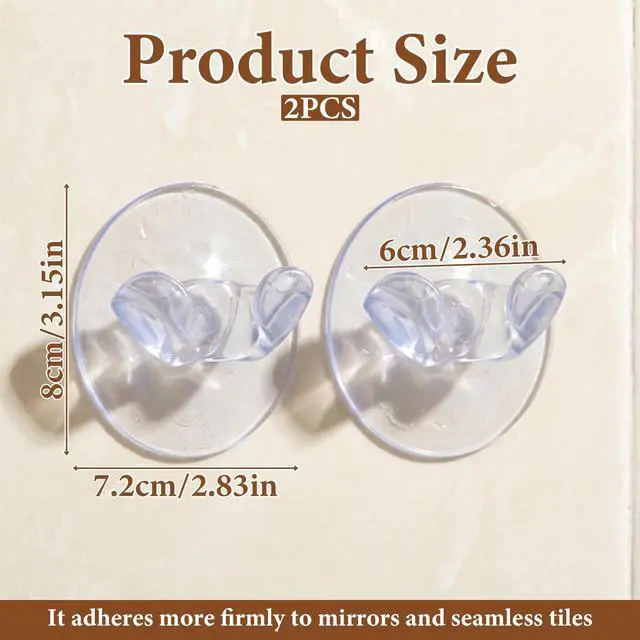 Alt view image 2 of 7 - Razor Holder for Shower 2 Pack, Self-Adhesive Silicone Suction Cup Hooks, Removable Reusable Waterproof for Hanging Razors Towels Keys Hats, No Drilling Easy Install on Tile Glass Metal - Clear