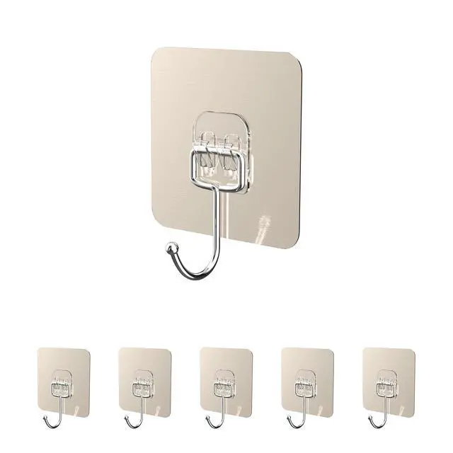 Main image of 5-Pack Adhesive Lid Holder Hooks Compatible with Caraway Pan, Wall Hangers Without Nails, Self Adhesive Hooks Heavy Duty, Self-Adhesive Traceless Clear, Multiple Uses for Bathroom, Kitchen and Office