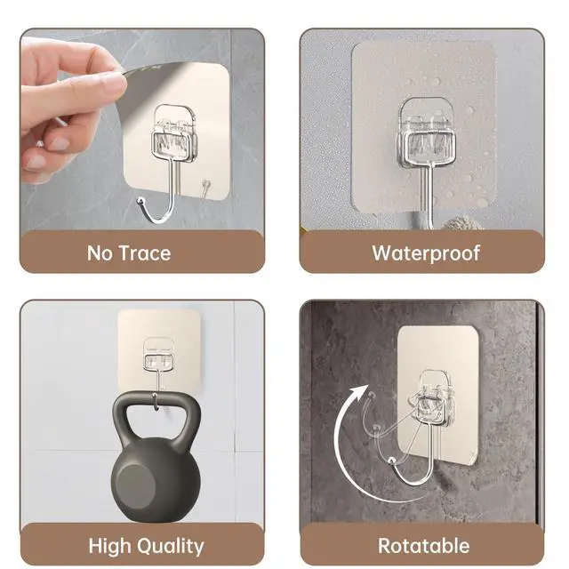 Alt view image 2 of 7 - 5-Pack Adhesive Lid Holder Hooks Compatible with Caraway Pan, Wall Hangers Without Nails, Self Adhesive Hooks Heavy Duty, Self-Adhesive Traceless Clear, Multiple Uses for Bathroom, Kitchen and Office