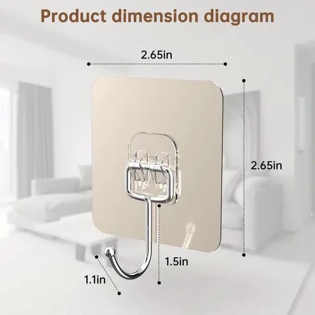 Alt view image 6 of 7 - 5-Pack Adhesive Lid Holder Hooks Compatible with Caraway Pan, Wall Hangers Without Nails, Self Adhesive Hooks Heavy Duty, Self-Adhesive Traceless Clear, Multiple Uses for Bathroom, Kitchen and Office