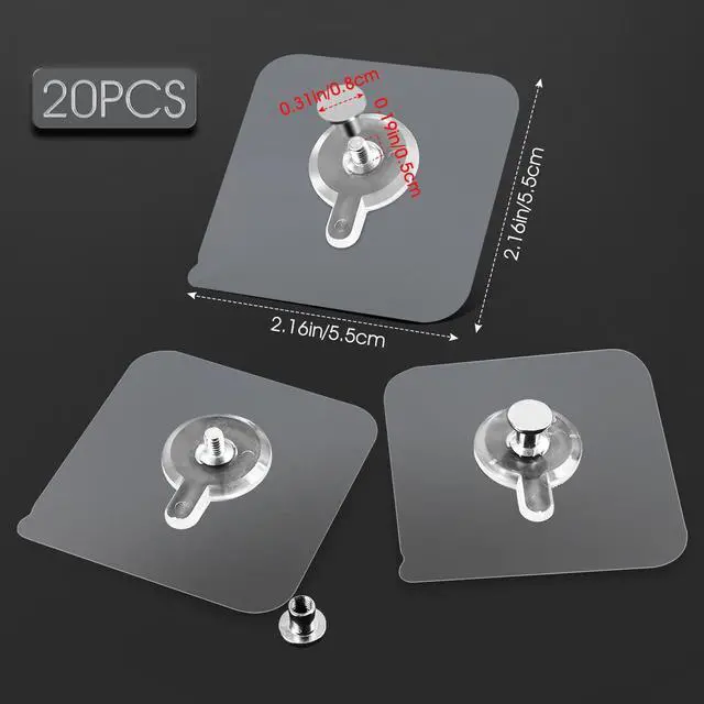 Alt view image 2 of 7 - 20 Pcs Adhesive Picture Hooks, Wall Hangers Without Nails, Adhesive Wall Hooks, to use Inside Kitchen, Bathroom, Home and Office