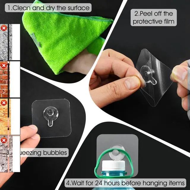 Alt view image 4 of 7 - 20 Pcs Adhesive Picture Hooks, Wall Hangers Without Nails, Adhesive Wall Hooks, to use Inside Kitchen, Bathroom, Home and Office