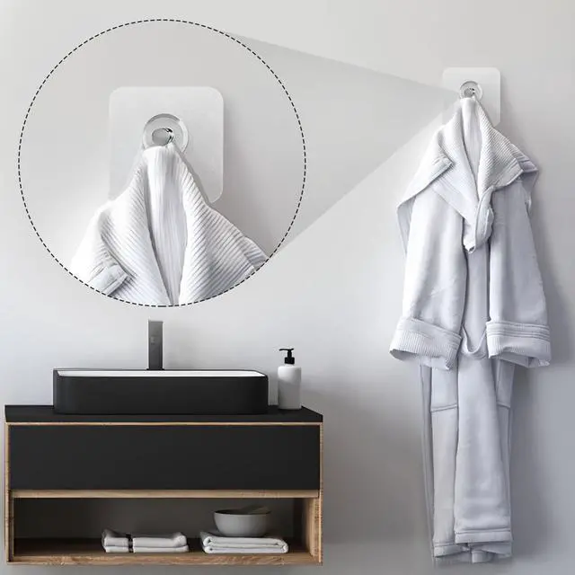 Alt view image 6 of 7 - 20 Pcs Adhesive Picture Hooks, Wall Hangers Without Nails, Adhesive Wall Hooks, to use Inside Kitchen, Bathroom, Home and Office