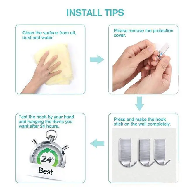 Alt view image 7 of 7 - Adhesive Hat Hooks for Wall Baseball Caps Rack Hangers 304 Stainless Steel Waterproof Stick on Hooks Strong & Durable (Max Load up to 4Lbs)-20 Packs