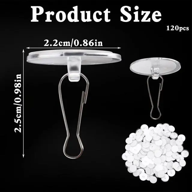 Alt view image 2 of 7 - Pcs Self Adhesive Ceiling Hooks,No-Drill Ceiling Discs Wall Hooks for Banners,Party Decor,Festival Wedding,Christams Decorations