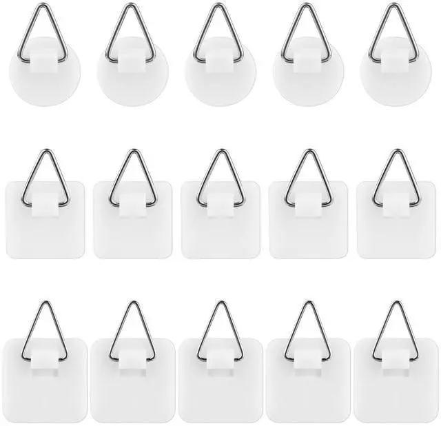 Main image of PCS Adhesive Picture Hanger, Picture Hanging Hooks Without Nails Foamboard Pictures Hanging Hooks Plate Hangers for The Wall for Plate Frame Wall Art Decor Bathroom Closet(Round Square)