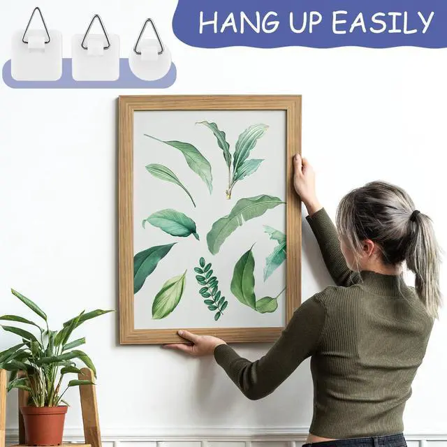 Alt view image 5 of 7 - PCS Adhesive Picture Hanger, Picture Hanging Hooks Without Nails Foamboard Pictures Hanging Hooks Plate Hangers for The Wall for Plate Frame Wall Art Decor Bathroom Closet(Round Square)
