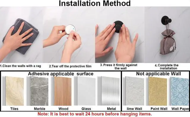Alt view image 7 of 7 - Bath Towel Hooks, 6 Pack Self Adhesive Coat Hooks, Sturdy No Drilling Robe Hook, SUS 304 Stainless Steel Heavy Duty Clothes Hanger, Wall Hooks for Bathroom Bedroom Kitchen (2 in, Gold)
