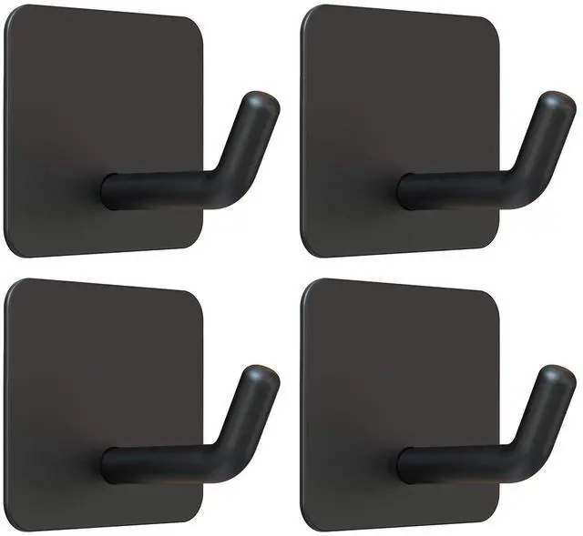 Main image of Adhesive Hooks for Shower Wall, Heavy Duty, Black, 4 Pcs