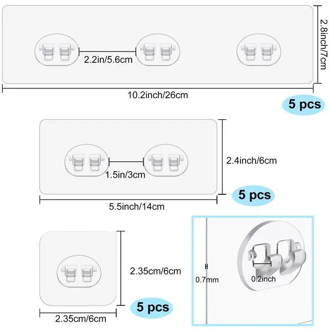 Alt view image 2 of 7 - 15 Pack Shower Caddy Adhesive Replacement, Shower Shelf Adhesive No Drilling, Adhesive Hooks for Showe Caddy, Soap Holder, and Kitchen Racks