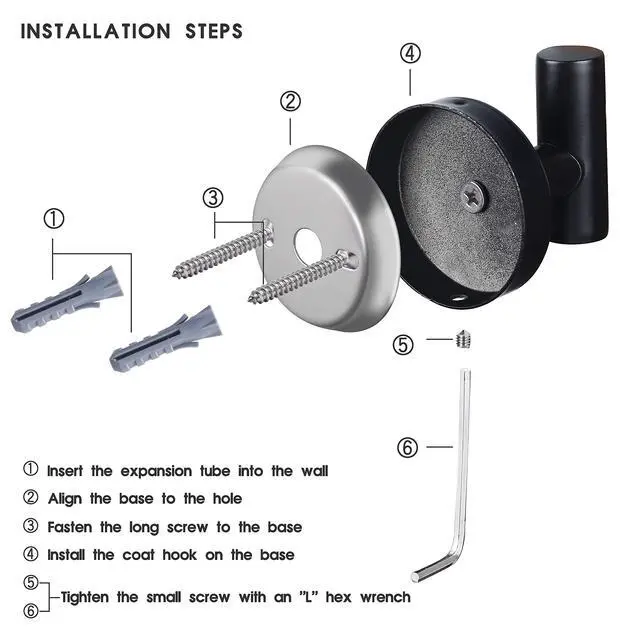 Alt view image 3 of 6 - Towel Hooks Bathroom Coat Robe Wall Hook Heavy Duty Door Hanger Towel Robe Clothes Cabinet Closet Sponges Rack for Bathroom Bedroom Kitchen Hotel Pool 4 Packs Black(Drilling Installation)