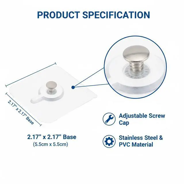 Alt view image 2 of 7 - Pcs No Drill Adhesive Hooks, Wall Hooks Self Adhesive Wall Mount Screw Hooks Upgraded Picture Hangers Without Nails Nail Free Wall Hangers for Home Bathroom Kitchen
