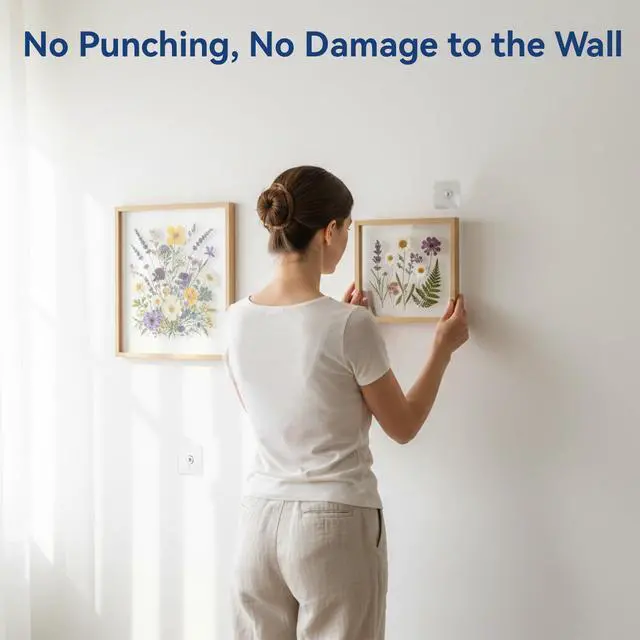 Alt view image 7 of 7 - Pcs No Drill Adhesive Hooks, Wall Hooks Self Adhesive Wall Mount Screw Hooks Upgraded Picture Hangers Without Nails Nail Free Wall Hangers for Home Bathroom Kitchen