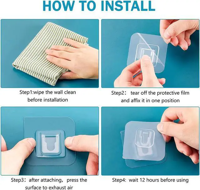 Alt view image 5 of 7 - Double Sided Adhesive Wall Hooks,24 Pack Self Adhesive Hooks,Suitable for Hanging and Organizing