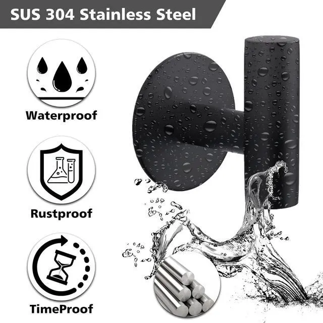 Alt view image 2 of 7 - Adhesive Hooks Heavy Duty Wall Hooks Stainless Steel Waterproof Shower Hook, Adhesive Holder Coat Hook for Hanging, Wall Mounted Towel Hooks for Bathroom Glass Window- 2 Pack