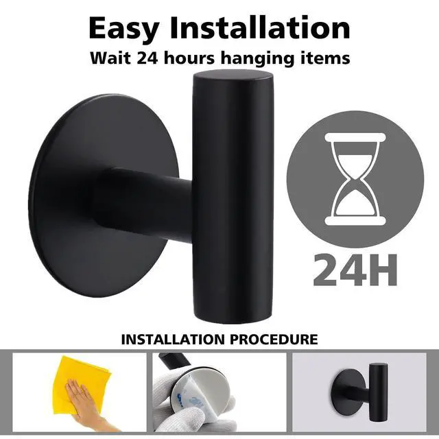 Alt view image 4 of 7 - Adhesive Hooks Heavy Duty Wall Hooks Stainless Steel Waterproof Shower Hook, Adhesive Holder Coat Hook for Hanging, Wall Mounted Towel Hooks for Bathroom Glass Window- 2 Pack