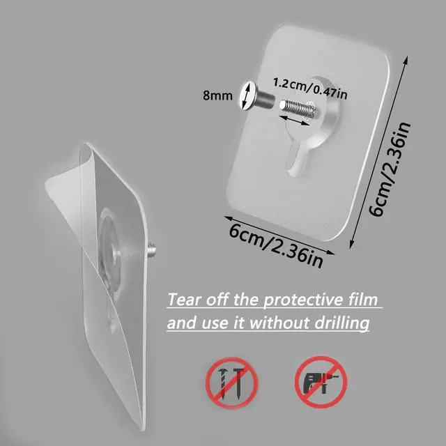 Alt view image 2 of 7 - Pack Wall Hooks 13 lbs(Max), Wall Hangers Without Nails, Adhesive Wall Hooks, Waterproof and Rustproof to use Inside Kitchen, Bathroom, Home and Office