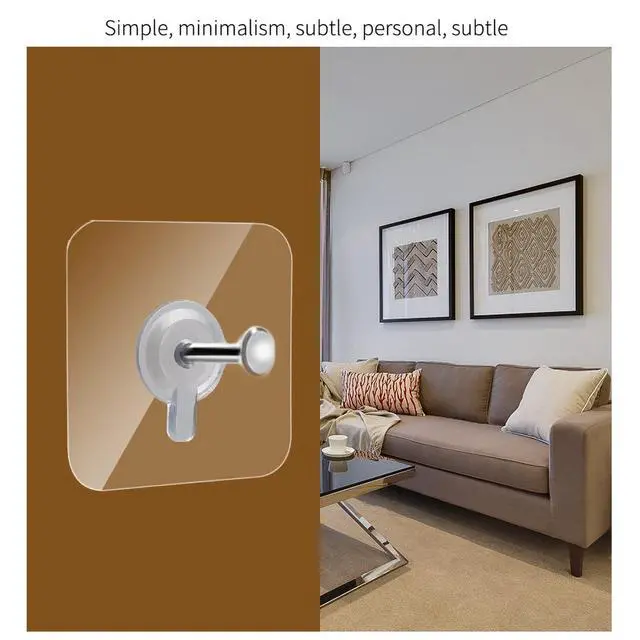 Alt view image 6 of 7 - Pack Wall Hooks 13 lbs(Max), Wall Hangers Without Nails, Adhesive Wall Hooks, Waterproof and Rustproof to use Inside Kitchen, Bathroom, Home and Office