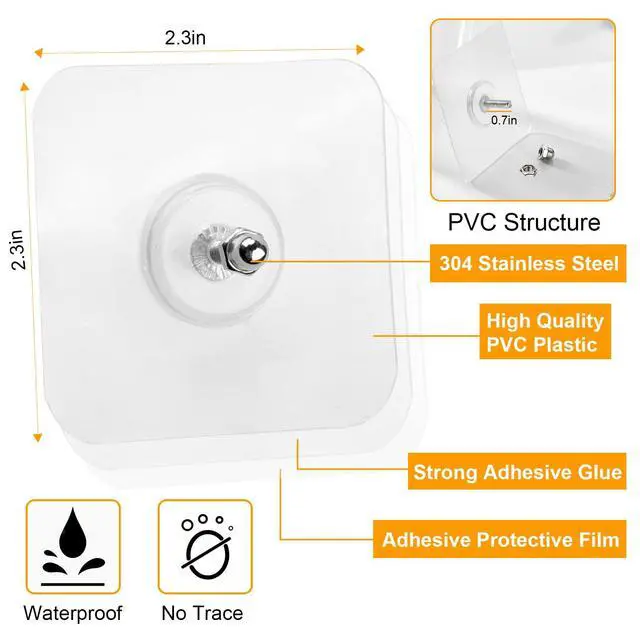Alt view image 2 of 6 - Wall Hangers Without Nails, 14 Packs Heavy Duty Adhesive Hooks, Wall Hooks for Hanging, Screw Free Sticker, Seamless Screws for Wall Mount, 2 in 1 Reusable (18mm)