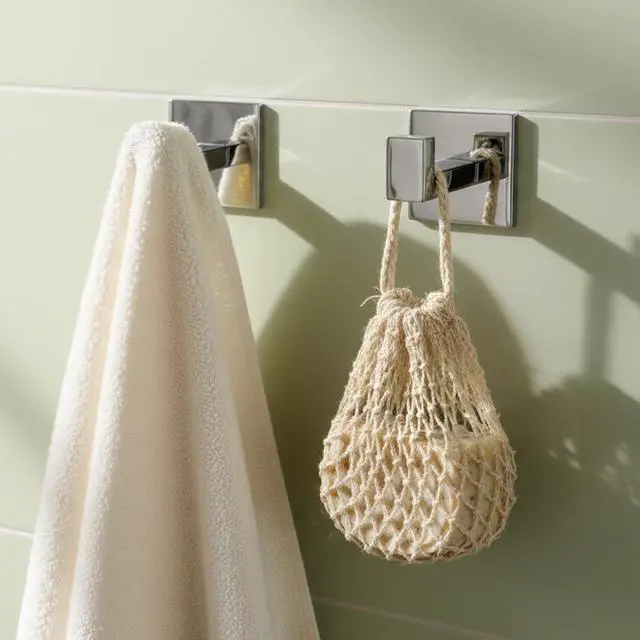 Alt view image 2 of 7 - Square Coat Hook SUS 304 Stainless Steel Towel Robe Door Hooks Wall Mounted Self Adhesive No Drilling, Mirror Polished - 2 Pack