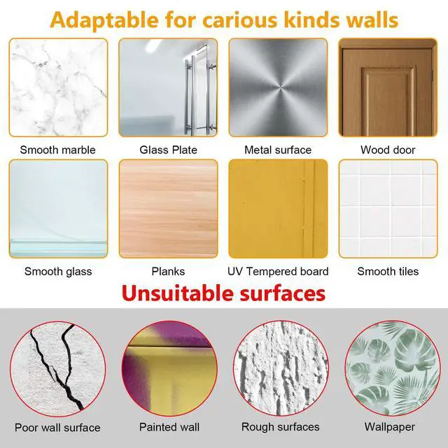 Alt view image 6 of 6 - Wall Hangers Without Nails, 14 Packs Heavy Duty Adhesive Hooks, Wall Hooks for Hanging, Screw Free Sticker, Seamless Screws for Wall Mount, 2 in 1 Reusable (18mm)