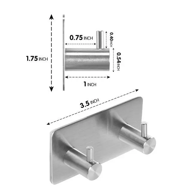 Alt view image 2 of 7 - Adhesive Towel Hooks for Bathrooms Shower no Drill Heavy Duty Wall Hooks self Adhesive Towel Rack Stick On Wall Coats Hooks Brushed Nickel Adhesive Hanger for Kitchen,Door,Key,2 Hooks Silver