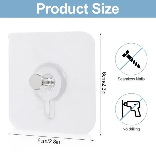 Alt view image 2 of 7 - 30 Pcs Self Adhesive Wall Hooks No Drill Hooks for Hanging, No-Trace Sticker Frame Hangers Without Nails for Mount Wall Shelf, Bathroom, Heavy Duty Adhesive Wall Hooks for Kitchen (30, m)