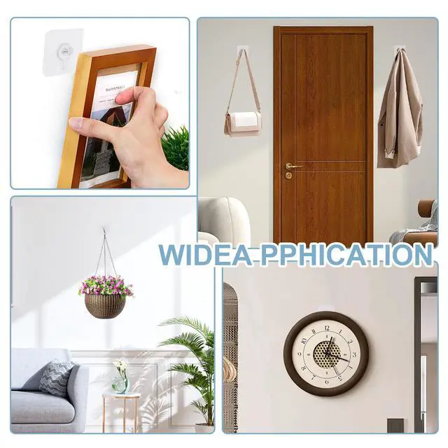 Alt view image 7 of 7 - 30 Pcs Self Adhesive Wall Hooks No Drill Hooks for Hanging, No-Trace Sticker Frame Hangers Without Nails for Mount Wall Shelf, Bathroom, Heavy Duty Adhesive Wall Hooks for Kitchen (30, m)