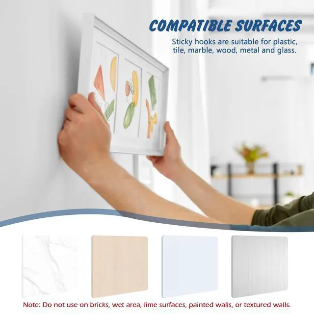 Alt view image 3 of 7 - PCS Self-Adhesive Picture Hooks Transparent Waterproof Hangers No Drill Wall Mount Screw Sticky Hooks for Hanging Picture Frames Wall Decoration Mirrors Kitchenware