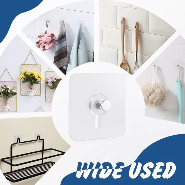 Alt view image 6 of 7 - PCS Self-Adhesive Picture Hooks Transparent Waterproof Hangers No Drill Wall Mount Screw Sticky Hooks for Hanging Picture Frames Wall Decoration Mirrors Kitchenware