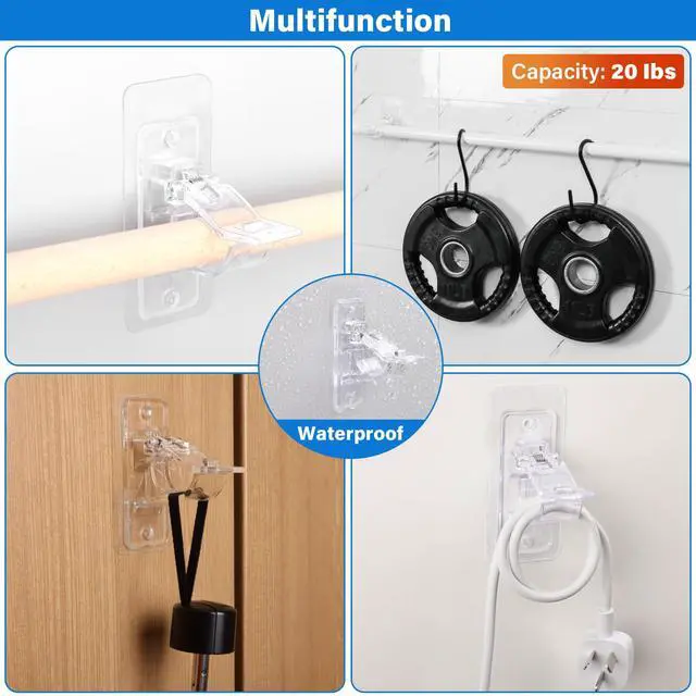 Alt view image 7 of 7 - Pack No Drill Needed Curtain Rod Holders, Self Adhesive Rod Brackets, Multipurpose Nail-Free Stick on Curtain Rod Hooks Hangers for Dorm, Kitchen, Home, Bathroom, Transparent