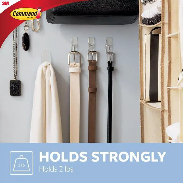 Alt view image 6 of 7 - Medium Clear Wire Toggle Hooks,10 Wall Hook and 12 Strips, Damage-Free Hanging with Adhesive, Great for Hanging, Organization and Storage, Holds up to 2 lb