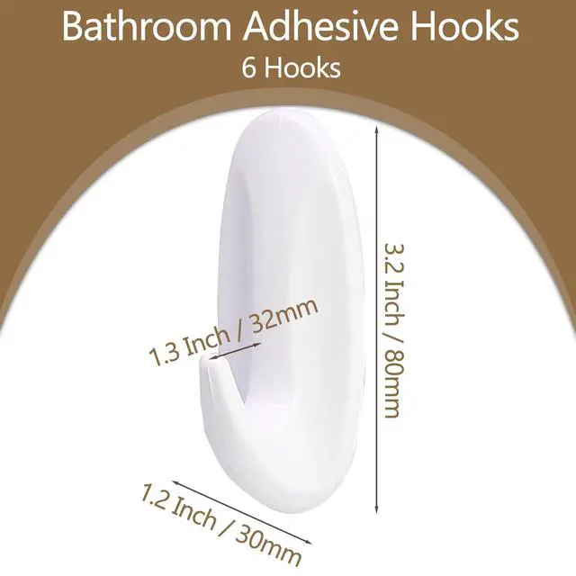 Alt view image 4 of 7 - 6 Pack Medium Self Adhesive Wall Hooks, 2.5lb Removable for Home