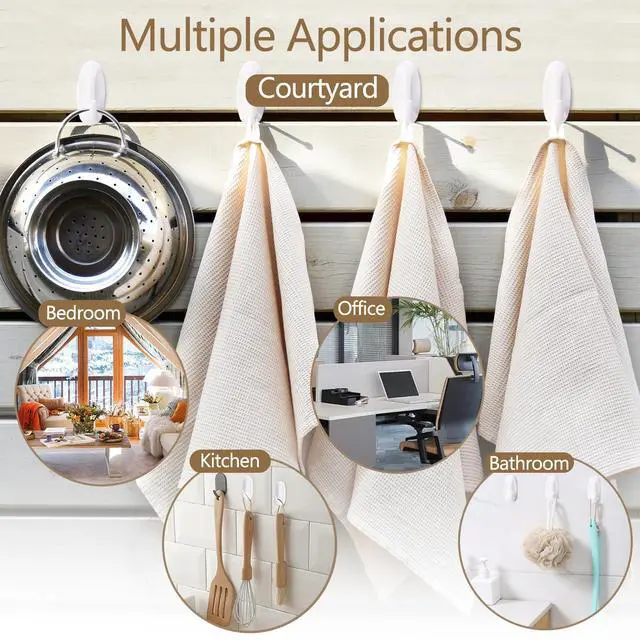 Alt view image 5 of 7 - 6 Pack Medium Self Adhesive Wall Hooks, 2.5lb Removable for Home