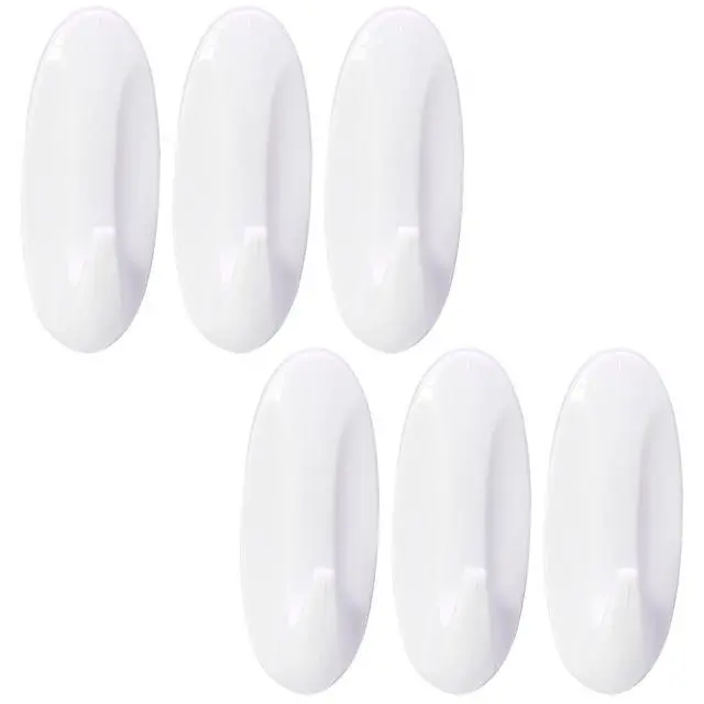 Alt view image 7 of 7 - 6 Pack Medium Self Adhesive Wall Hooks, 2.5lb Removable for Home