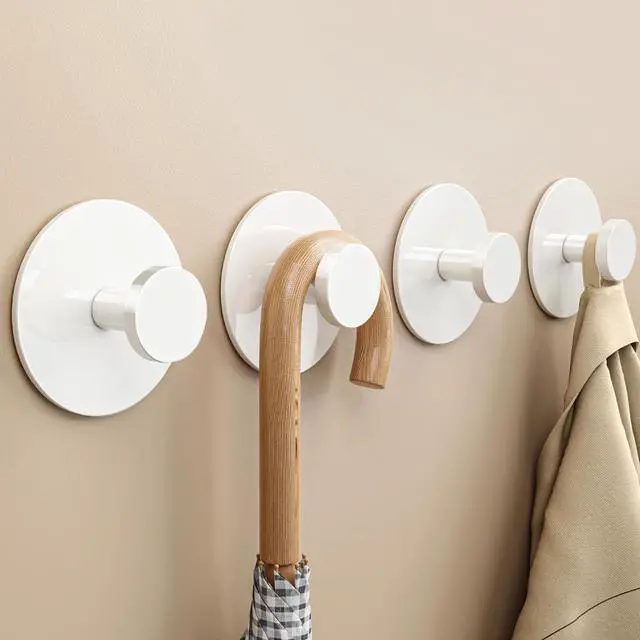 Main image of White Adhesive Wall Hook for Coat and Towel: Extra Sticky 12 LB (Max), Stainless Coat Rack Door Holder Hanger, Heavy Duty