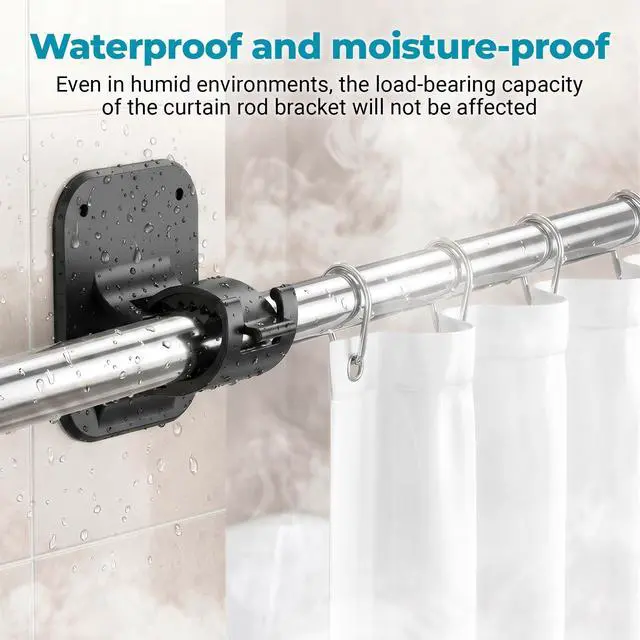 Alt view image 4 of 7 - No Drill Curtain Rod Brackets - 20LB, 4 Pack Self Adhesive Curtain Rod Holder, Peel and Stick Wall Hooks, Renter Friendly Upgrades for Apartment, Kitchen, Bathroom, Dorm, Living Room and RV