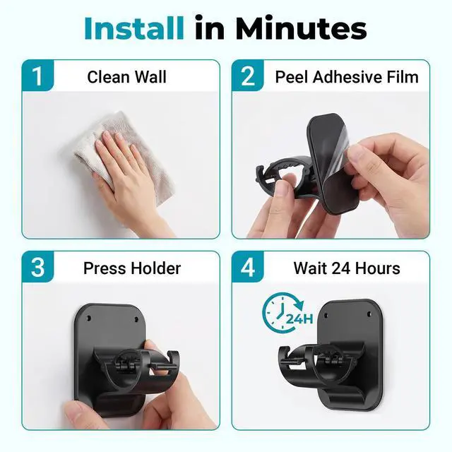 Alt view image 5 of 7 - No Drill Curtain Rod Brackets - 20LB, 4 Pack Self Adhesive Curtain Rod Holder, Peel and Stick Wall Hooks, Renter Friendly Upgrades for Apartment, Kitchen, Bathroom, Dorm, Living Room and RV