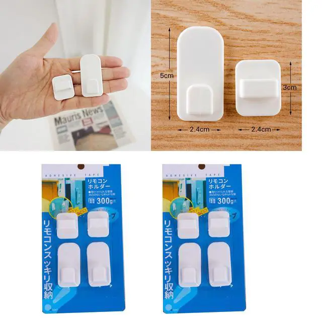 Alt view image 2 of 7 - Controller Hook Remote Control Holder Wall Self Adhesive Hook - 4Set Multiuse TV Remote Control Air Conditioning Cordless Phone Sticky Wall Mount Key Hanger Organizer Holder Wall Sensor
