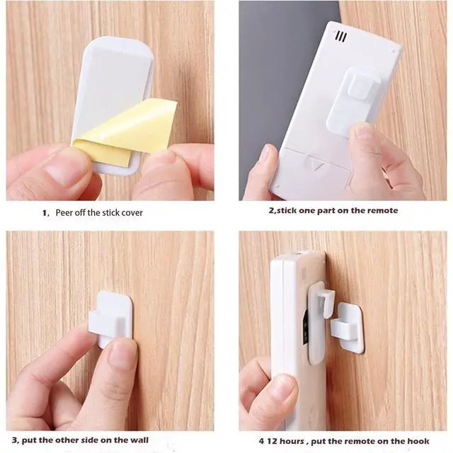 Alt view image 4 of 7 - Controller Hook Remote Control Holder Wall Self Adhesive Hook - 4Set Multiuse TV Remote Control Air Conditioning Cordless Phone Sticky Wall Mount Key Hanger Organizer Holder Wall Sensor